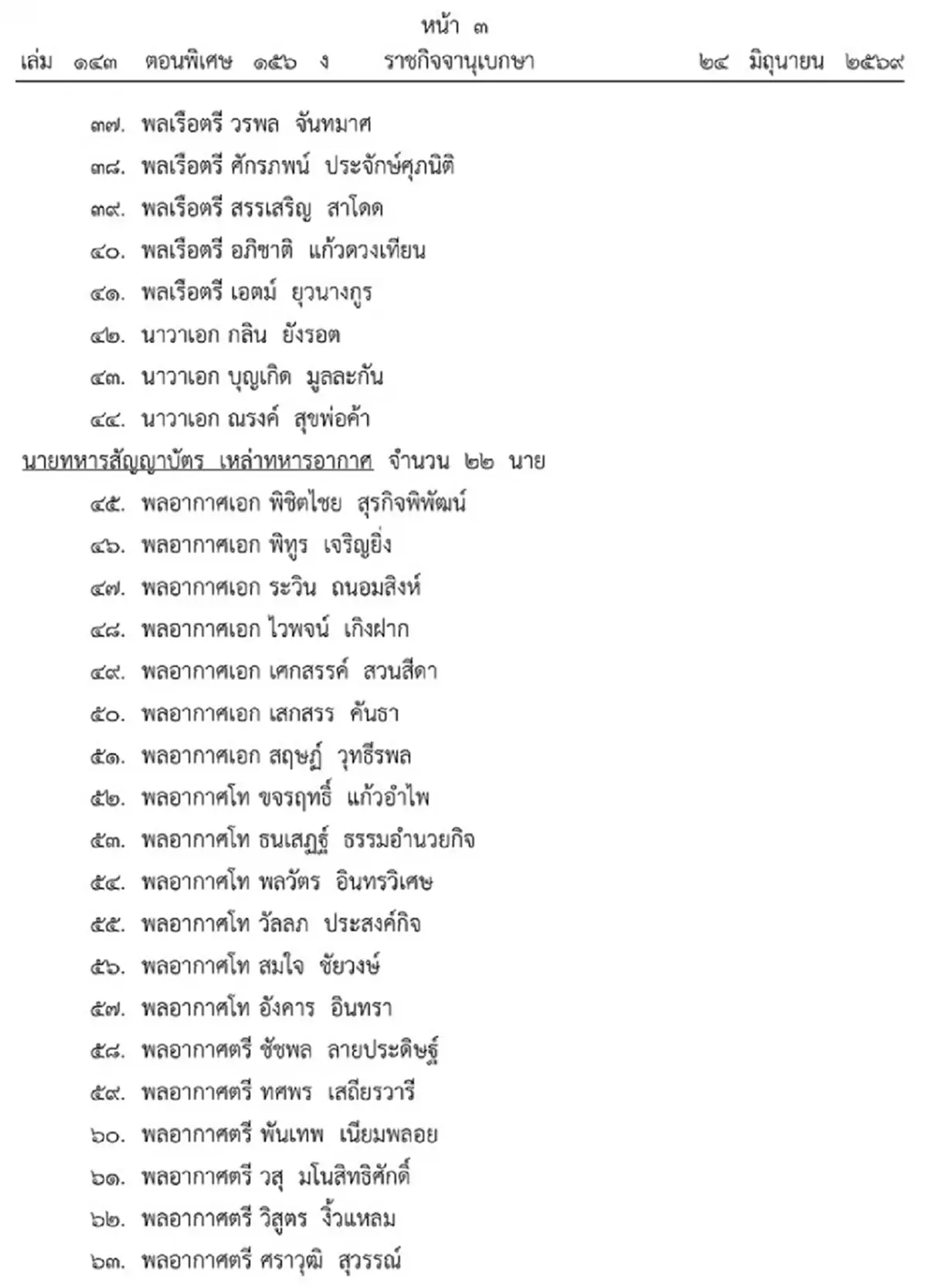โปรดเกล้าฯ แต่งตั้ง นายทหาร-นายตำรวจ เป็นราชองครักษ์ในพระองค์ 78 นาย