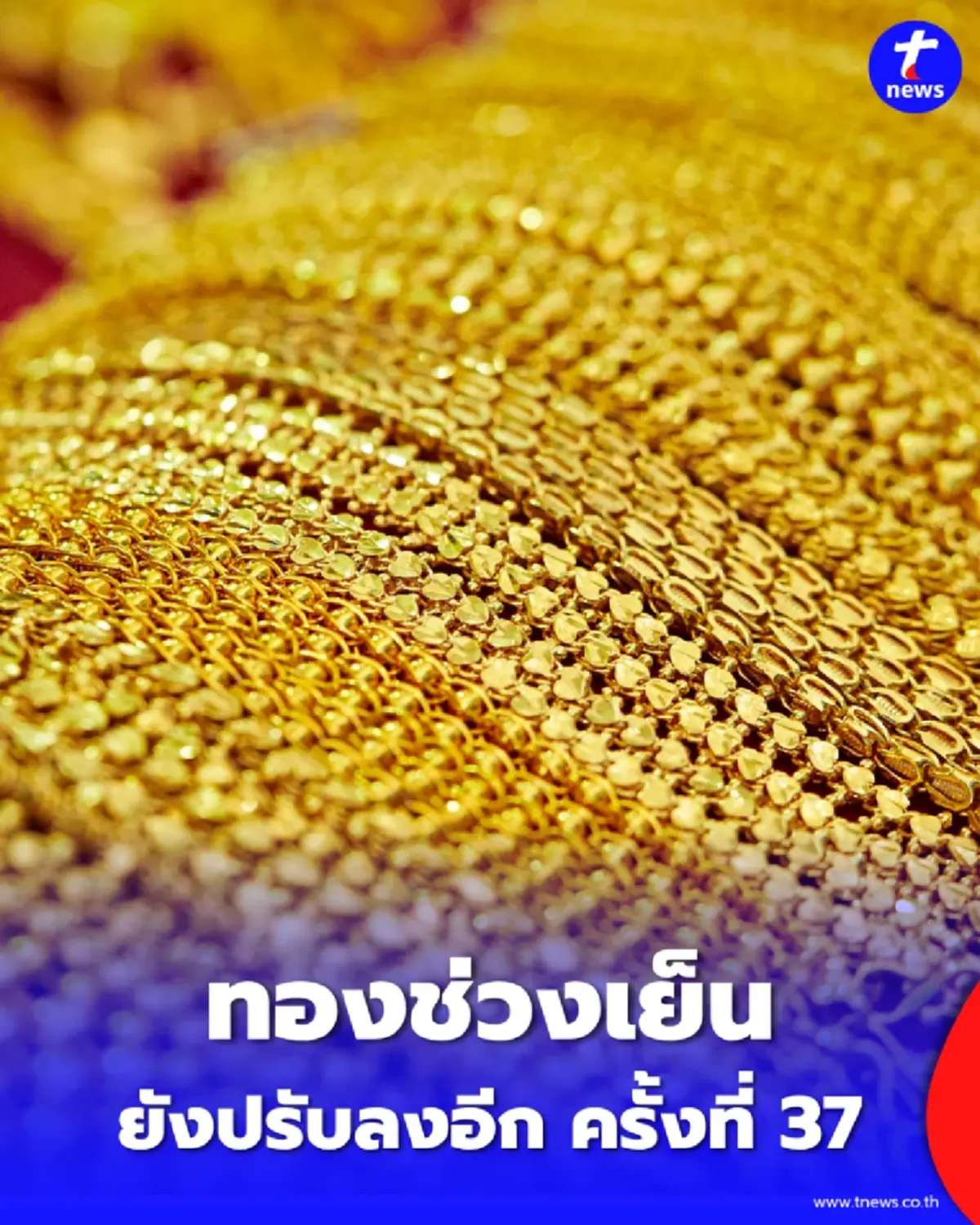 อัปเดตราคาทองช่วงเย็น 10 มิ.ย. 2569 ราคาทองปรับลงอีก ครั้งที่ 37