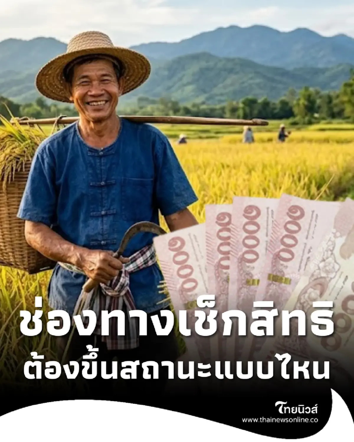 ช่องทางตรวจสอบสถานะเกษตร เงินช่วยชาวนา ไร่ละ 1,000 ต้องขึ้นสถานะแบบไหน 