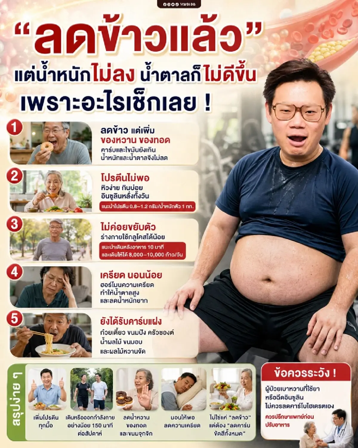 ถึงว่า "ลดข้าว" ก็ได้ ทำไมน้ำหนักไม่ลง เจอต้นตอ ถึงบางอ้อทันที 