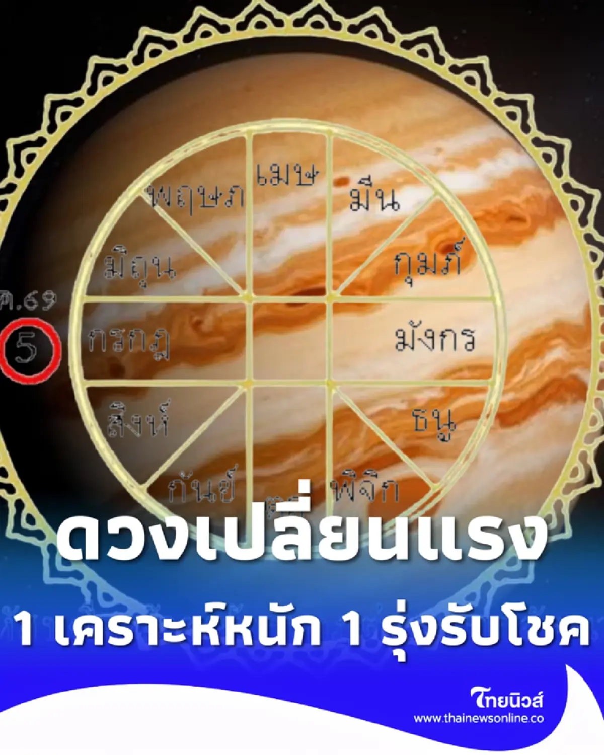 ผ่าดวง 2 ลัคนา พฤหัสบดีจร 1 ร้ายเคราะห์หนัก 1 ดีเจิดจ้า แต่ต้องระวัง
