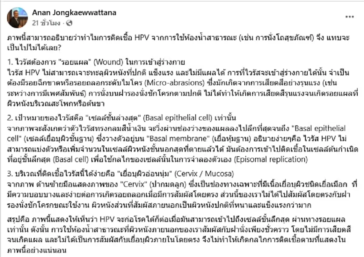 ถึงบางอ้อ รู้แล้วสาเหตุ เชื้อ HPV ไม่ติดจากชักโครกห้องน้ำสาธารณะ
