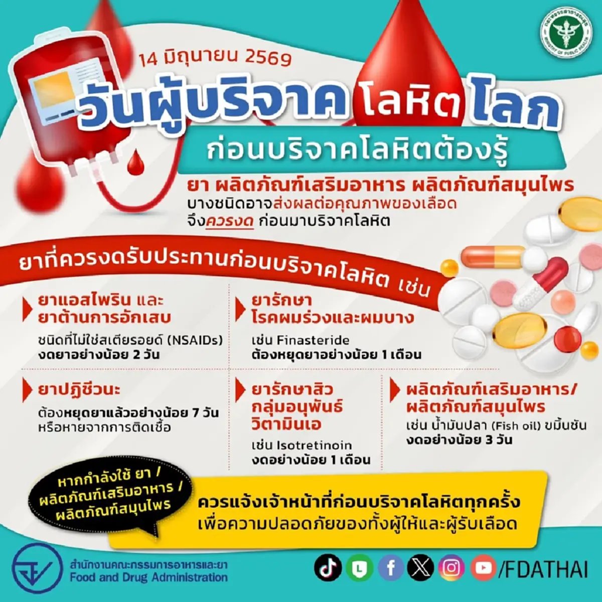 เอ้า เพิ่งรู้ เปิดชื่อ ยาที่ไม่ควรกิน ก่อนไป "บริจาคโลหิต"