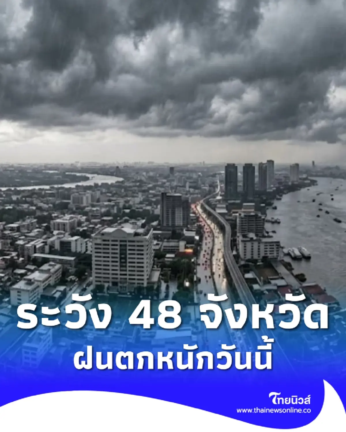 เตือนมรสุมวันนี้ 48 จังหวัด เจอฝนเพิ่มขึ้น ฝนตกหนักถึงหนักมาก