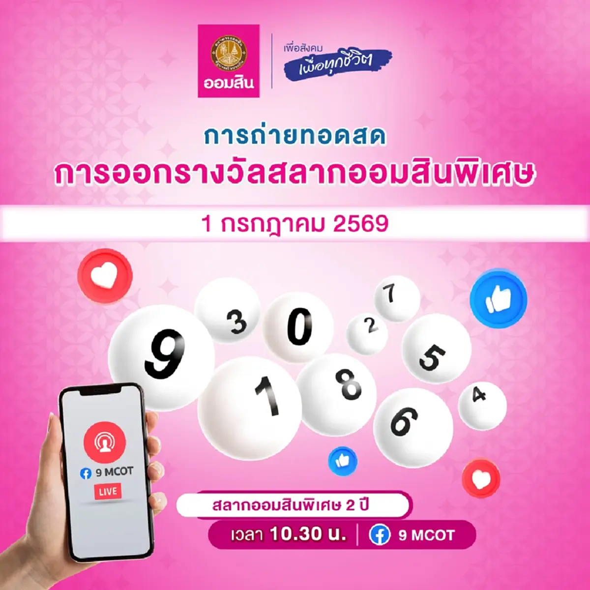 หวยออมสิน 1/07/69 ตรวจสลากออมสิน ตรวจผลออมสินพิเศษ 2 ปี 1 ก.ค. 69
