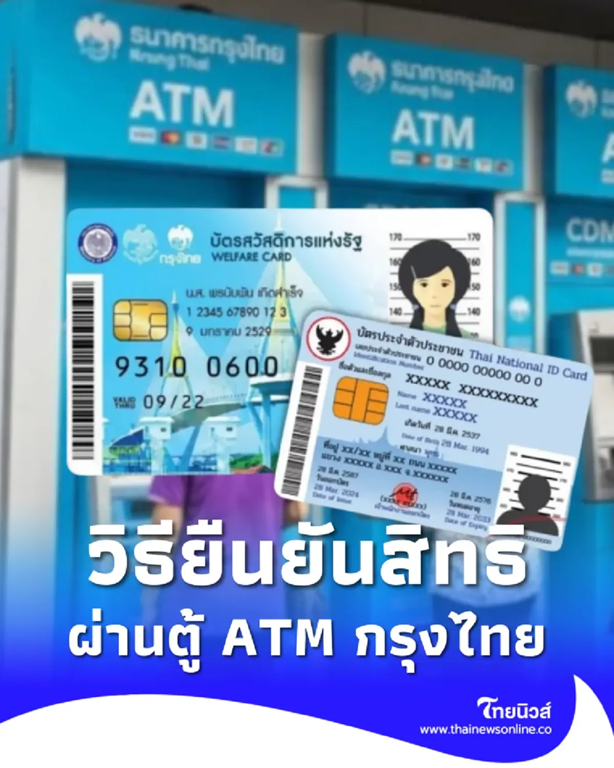 บัตรสวัสดิการแห่งรัฐ วิธีลงทะเบียนยืนยันสิทธิ ผ่านตู้ ATM กรุงไทย