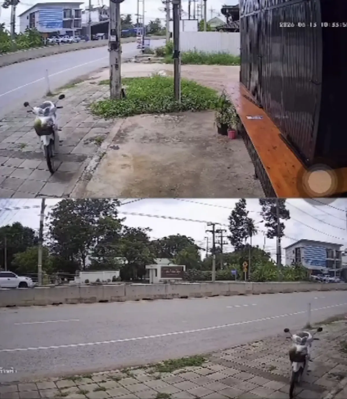 วงจรปิดเผยนาทีสลด! เหล็กยื่นท้ายรถกระบะ คร่าชีวิตหญิงขี่รถผ่าน
