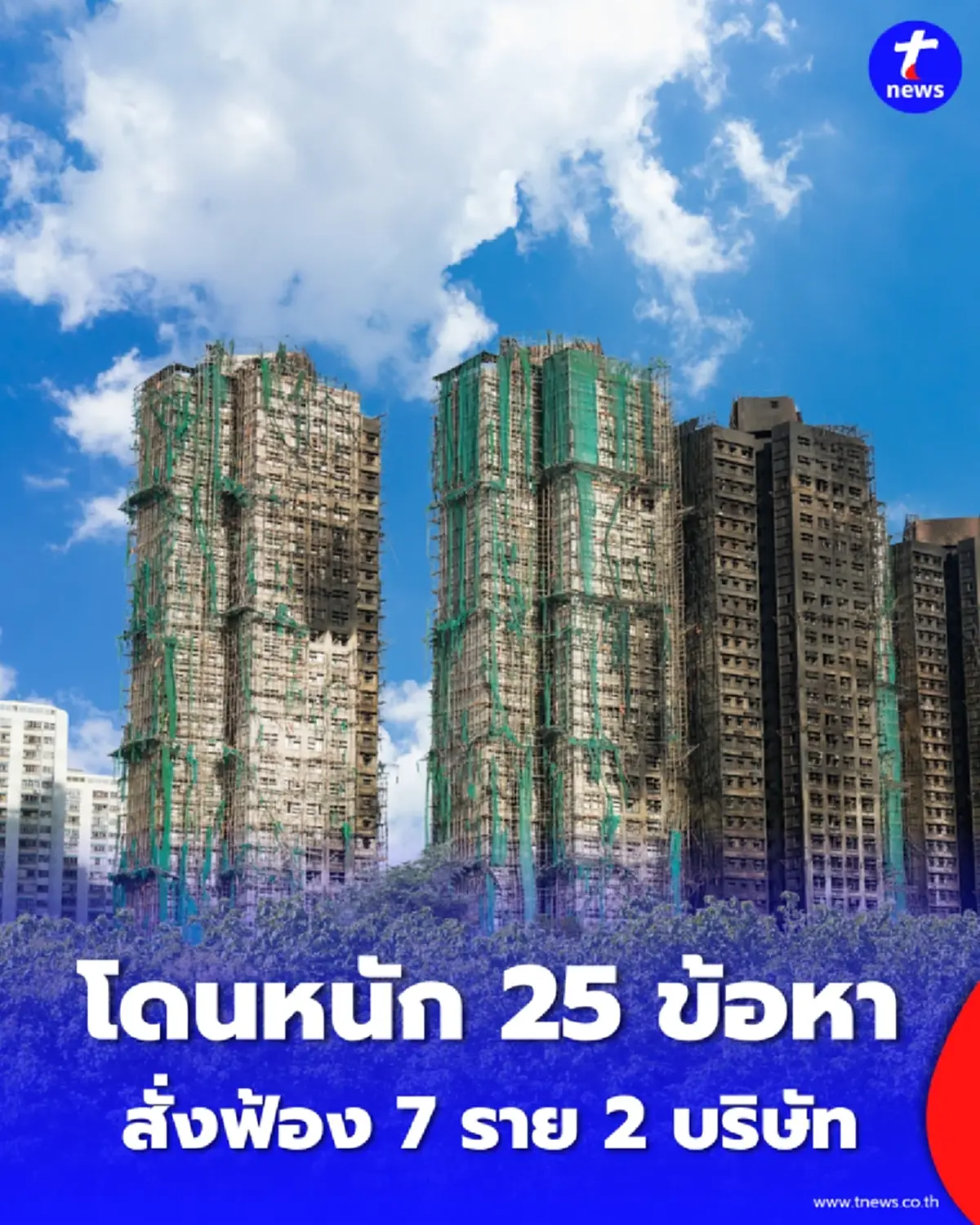 สั่งฟ้อง 7 ราย 2 บริษัท ปมไฟไหม้ตึกที่พักอาศัย เผยไม่ใช่แค่ประมาท