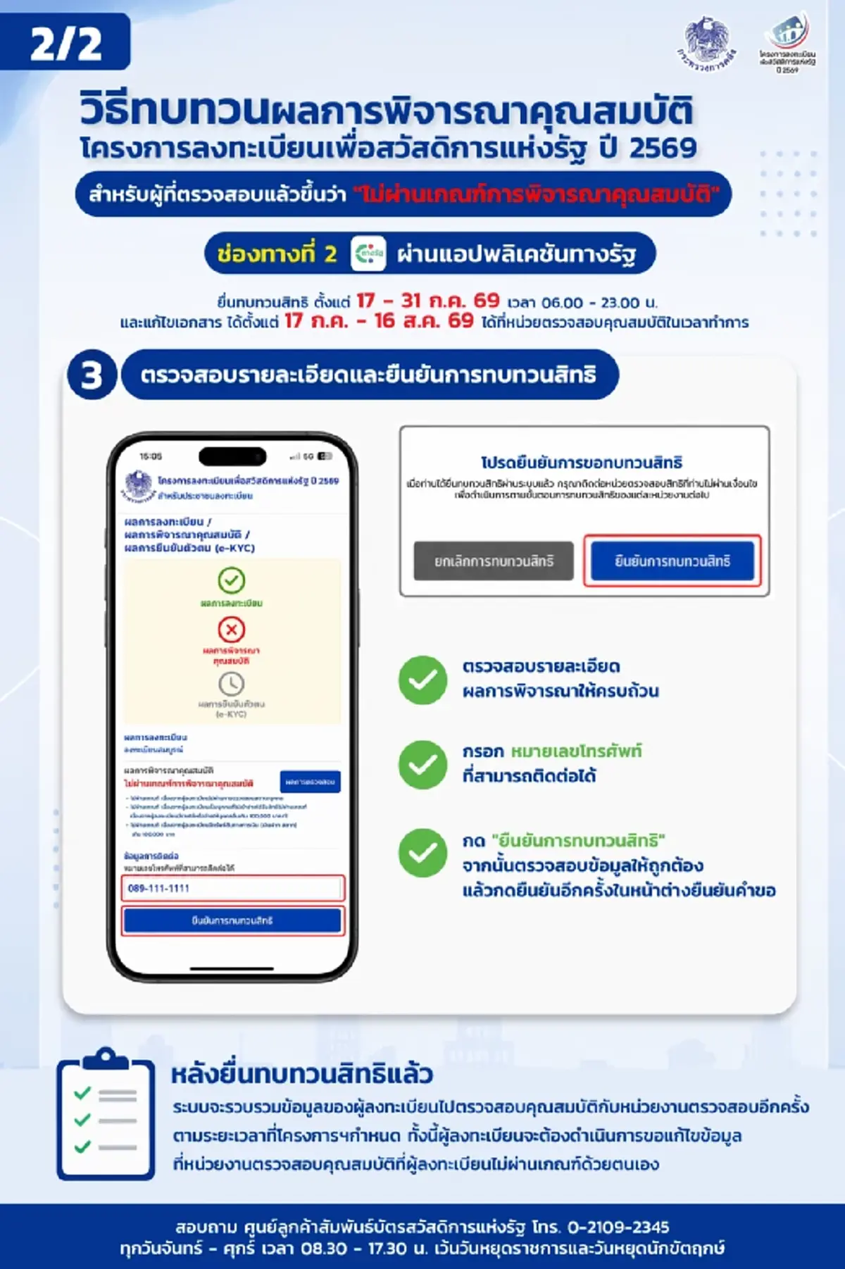 บัตรสวัสดิการแห่งรัฐ วิธียื่นอุทธรณ์ผ่าน แอปฯทางรัฐ-เป๋าตัง