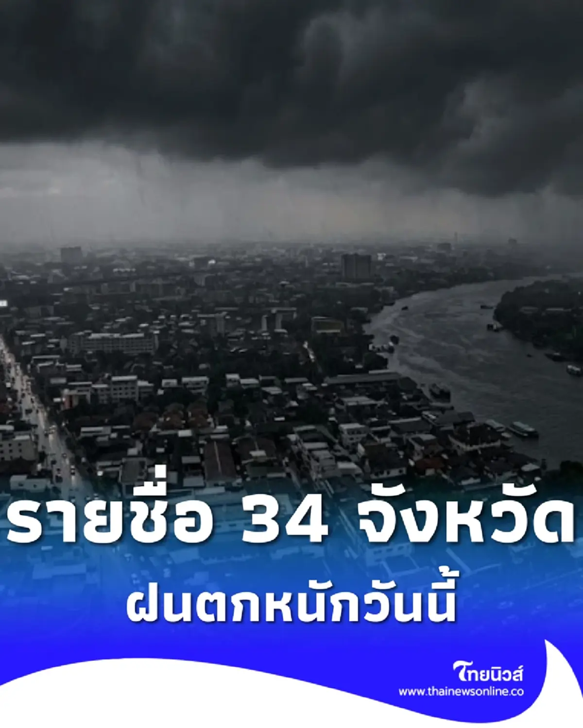 เตือนวันนี้ 34 จังหวัด มรสุมกำลังค่อนข้างแรง ฝนตกหนักถึงหนักมาก