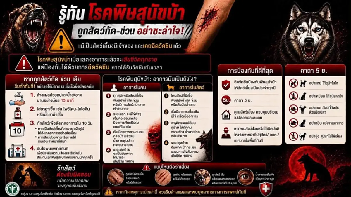 ด่วน! ปทุมธานีเตือนโรคพิษสุนัขบ้า พบพื้นที่เสี่ยง 3 อำเภอ