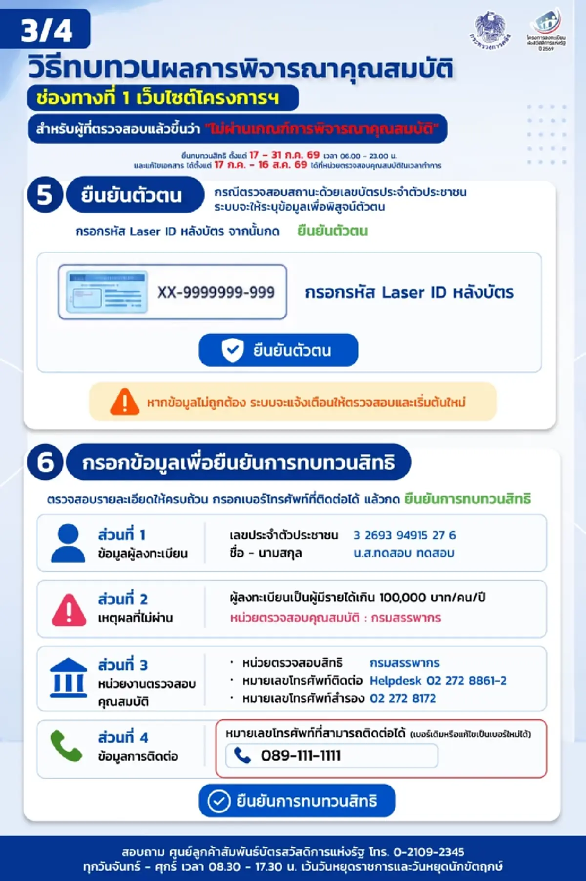 บัตรสวัสดิการแห่งรัฐ 2569 เปิดขั้นตอนยื่นอุทธรณ์ผ่านเว็บไซต์