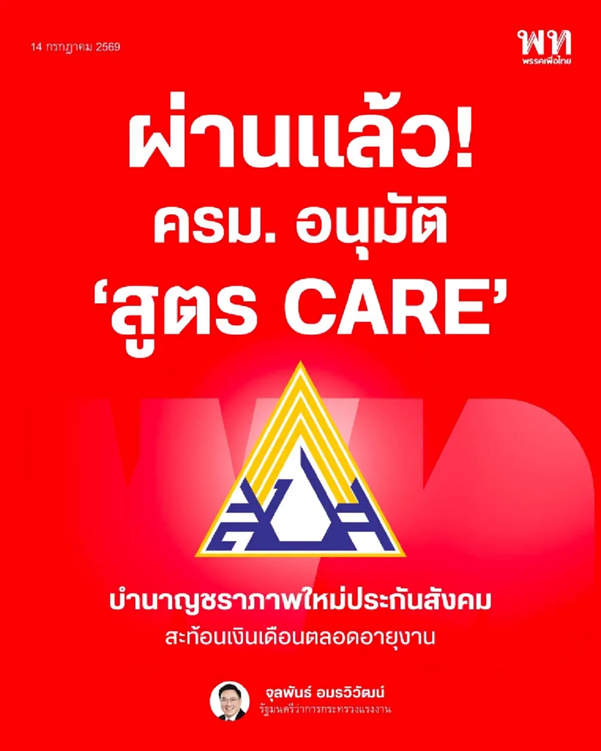 ปรับสูตร "เงินบำนาญชราภาพ" ประกันสังคม แบบใหม่ ครม. อนุมัติแล้ว 