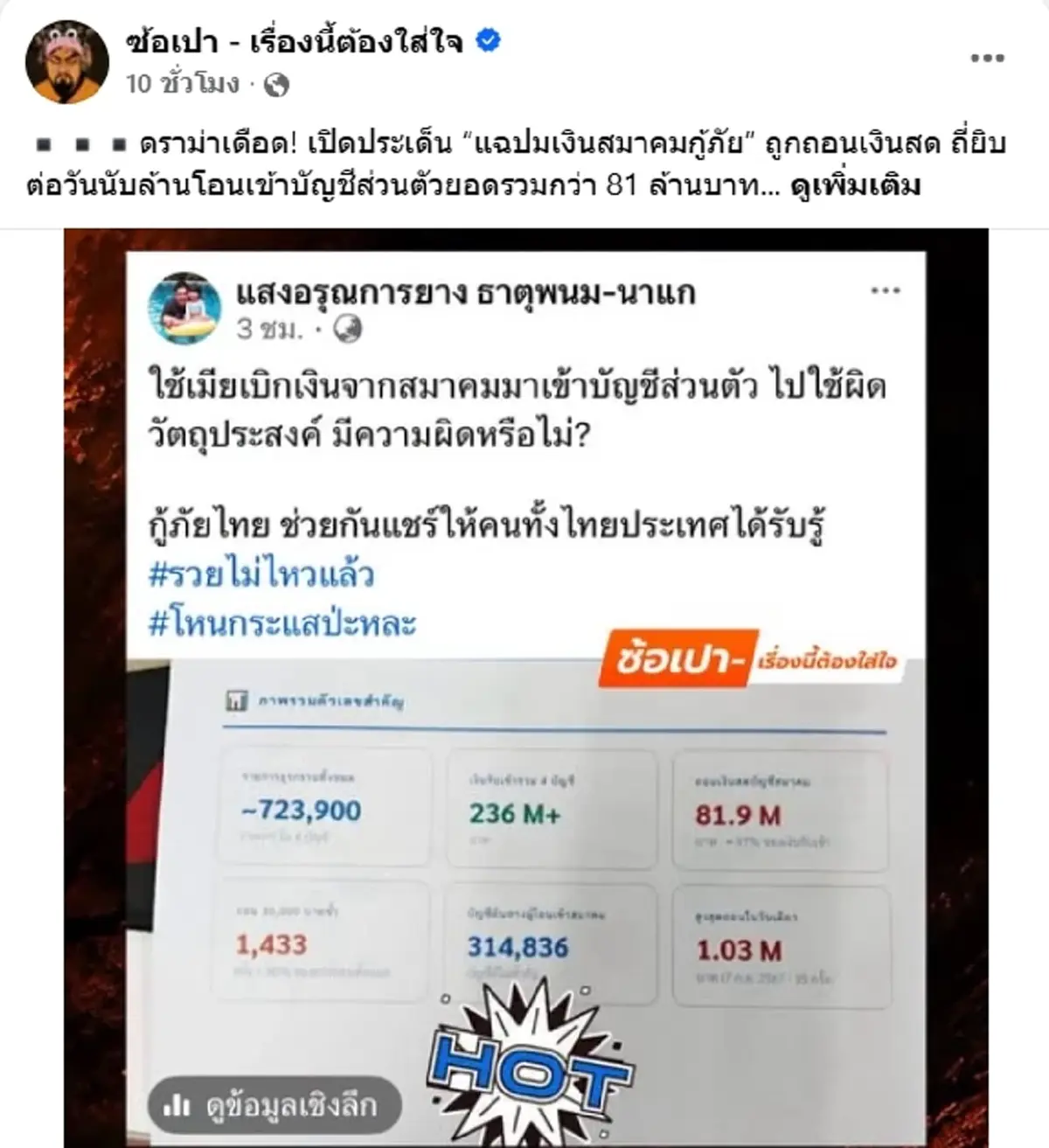 ปอนด์ จักรกฤษณ์ โต้หลังถูกเพจดังแฉ ยักยอกเงินบริจาค 81.9 ล้าน