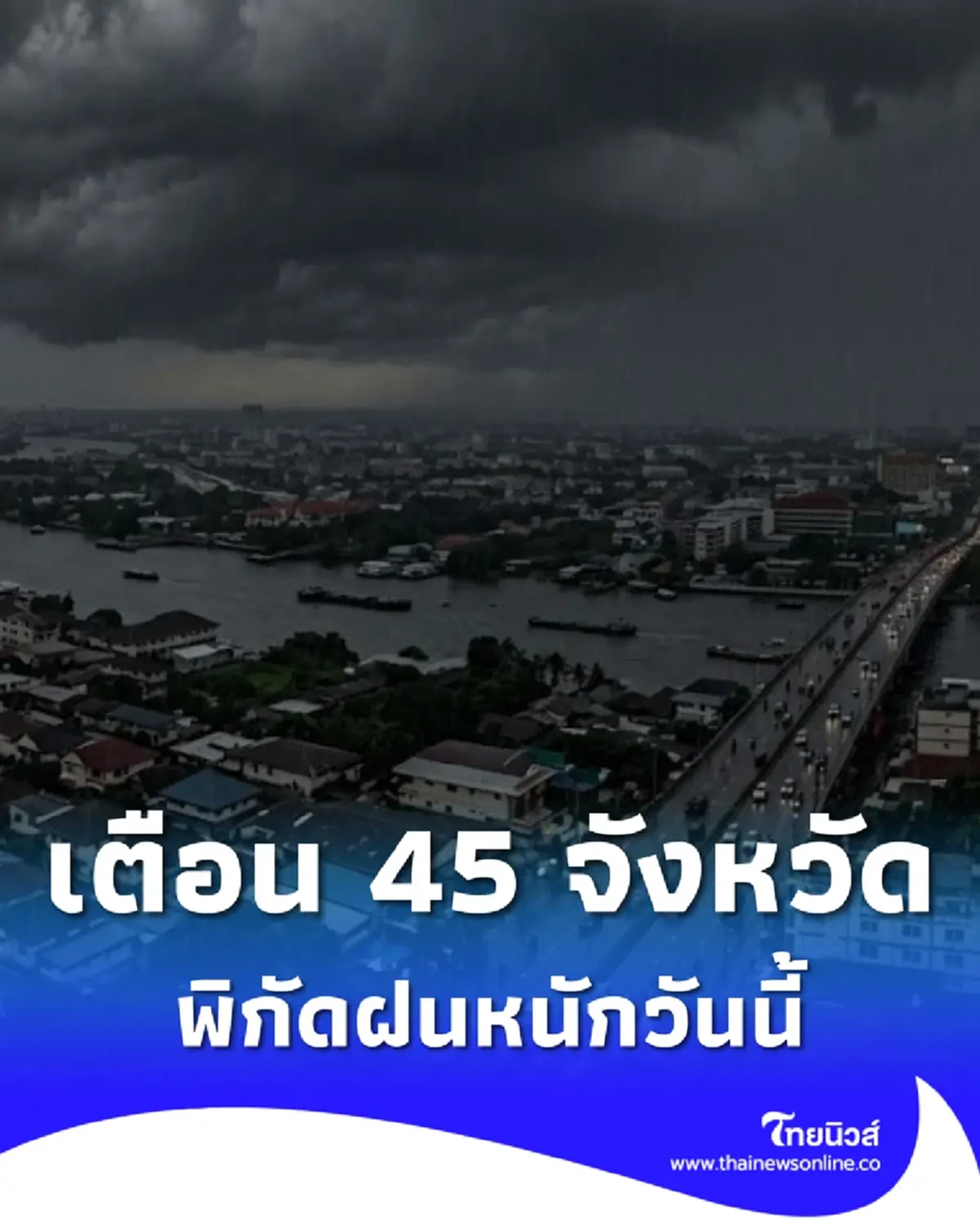 สภาพอากาศวันนี้ เตือนมรสุมมีกำลังแรงขึ้น 45 จังหวัด มีฝนตกหนัก