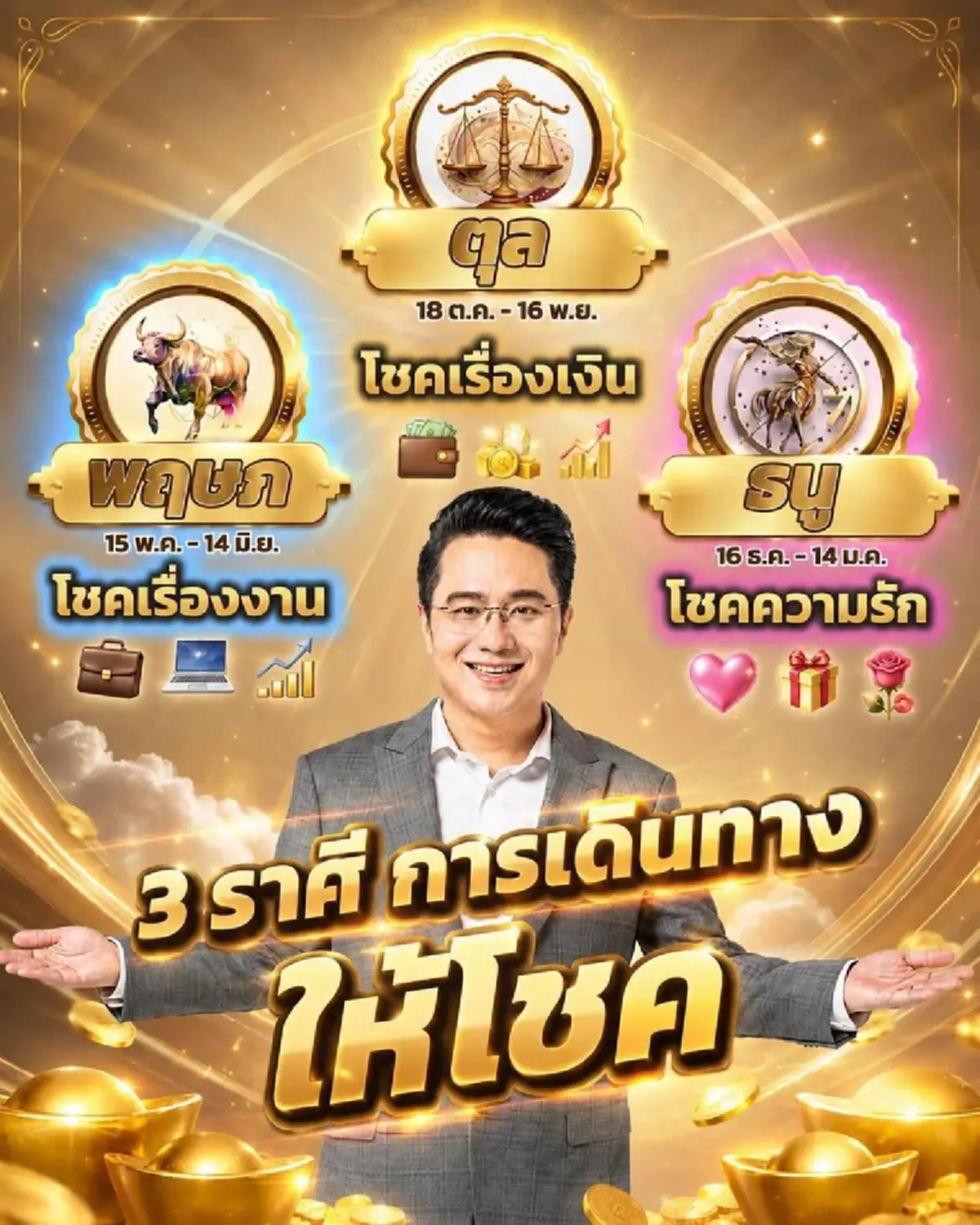 หมอช้าง เคาะ 3 ราศี การเดินทางให้โชค ด้านการงาน การเงินและความรัก