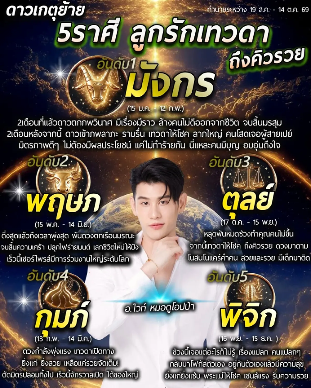 ดาวเกตุย้าย หมอไวท์ เคาะแล้ว 5 ราศี พ้นเคราะห์ ถึงคิวรวย 