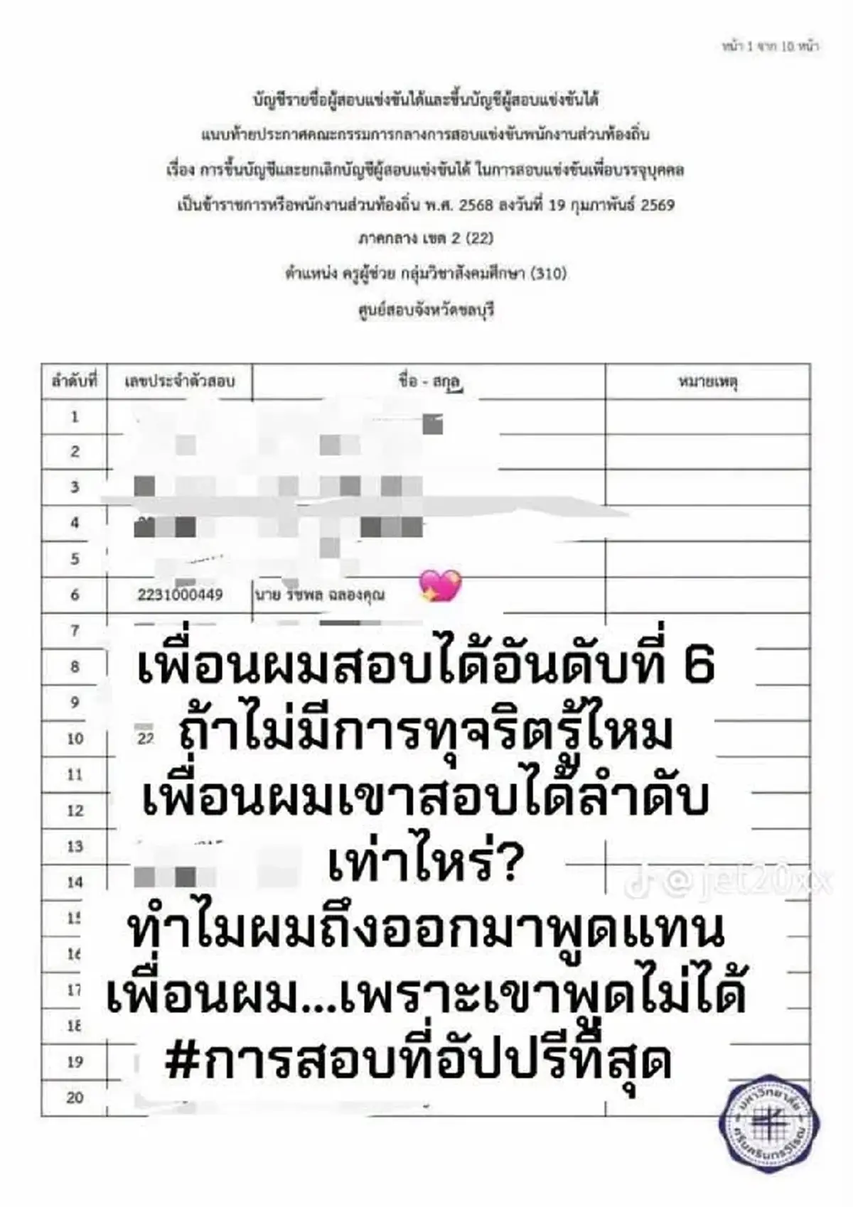 สุดเศร้า ครูหนุ่มขึ้นบัญชีใหม่ได้ที่ 1 ถ้าไม่ทุจริตคงไม่สูญเสีย