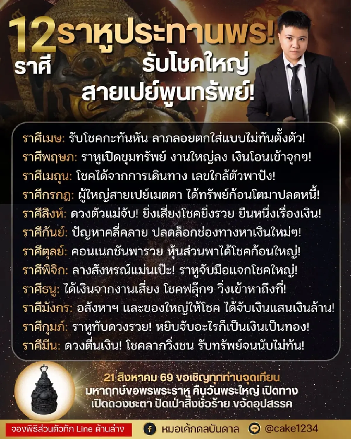 ราหูประทานพร เปิดราศีรับทรัพย์ โชคใหญ่กะทันหัน หยิบจับเป็นเงินทอง