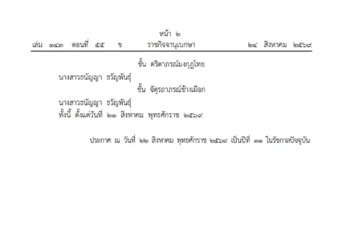 โปรดเกล้าฯ พระราชทานเครื่องราชฯ จุลจอมเกล้า ฝ่ายใน 11 ราย