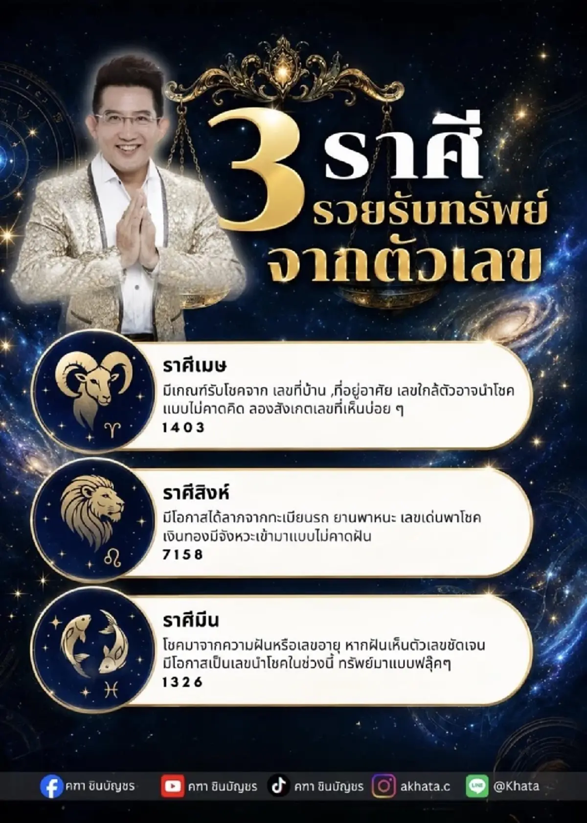 อ.คฑา เคาะแล้ว 3 ราศี เฮงยืนหนึ่ง รวยรับทรัพย์จากตัวเลข