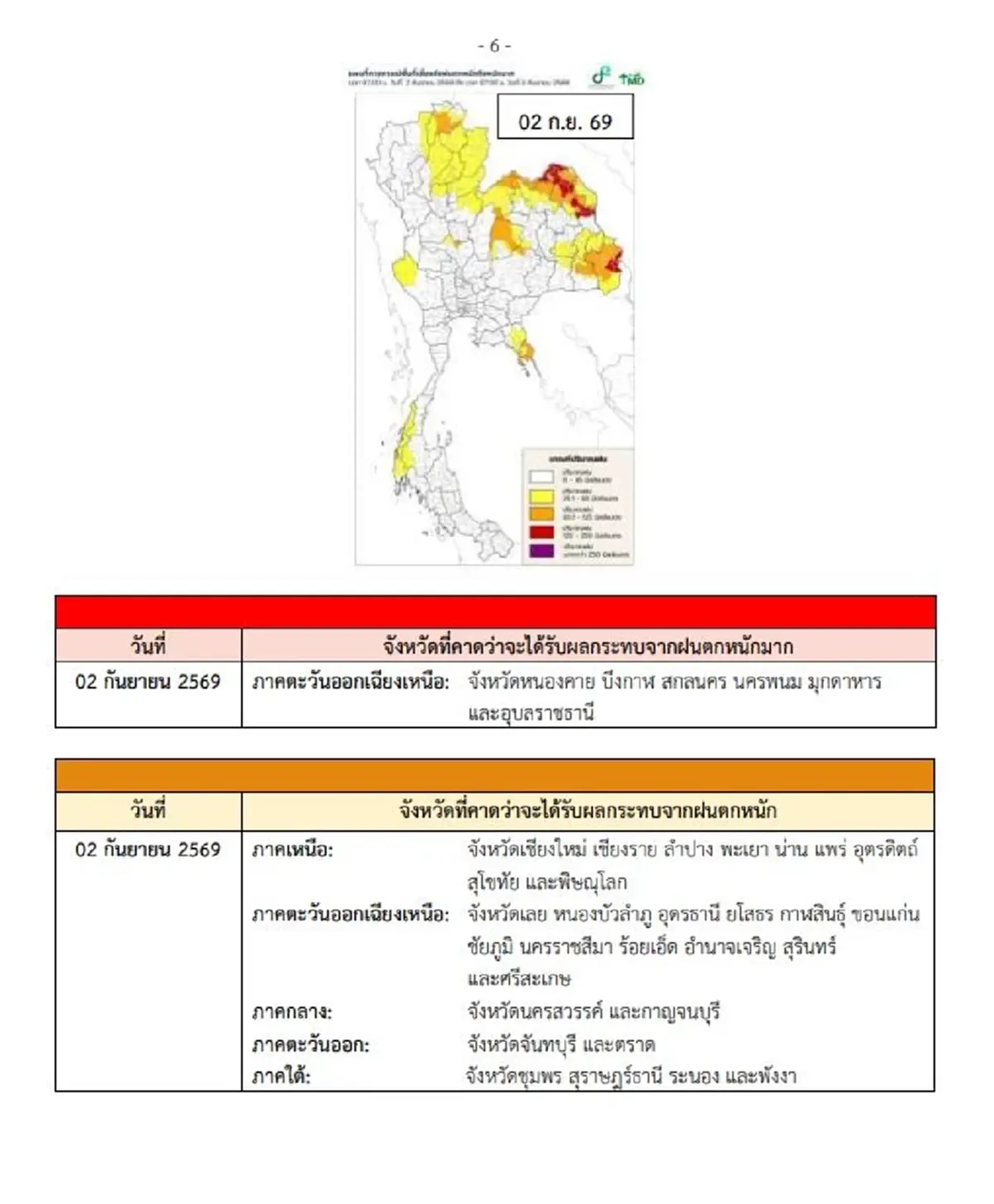 เตือนภัย ฉ.2 กรมอุตุฯ เตือนฝนถล่ม 29 ส.ค.-2 ก.ย. เปิดพิกัดอ่วม