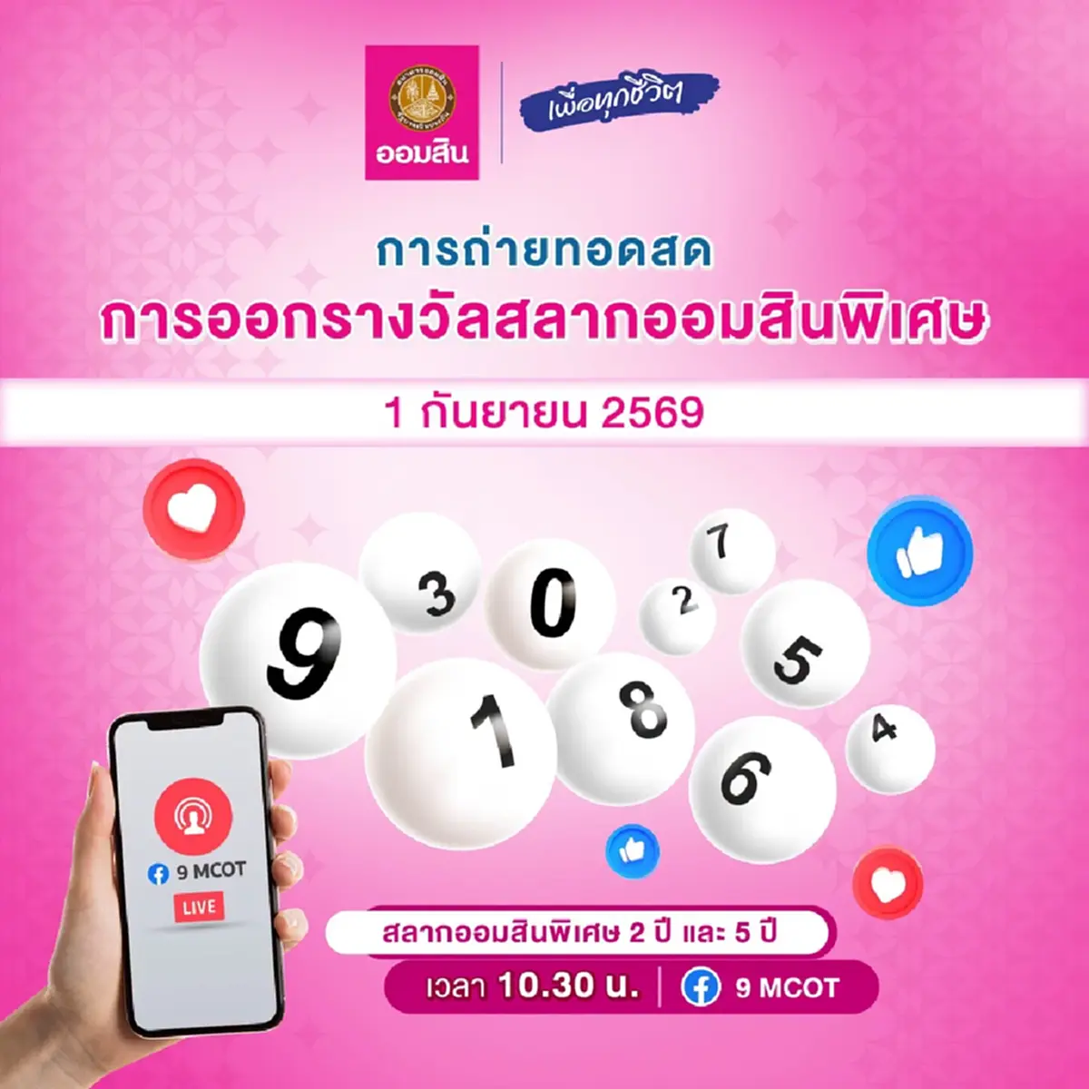 หวยออมสิน 1/09/69 ผลสลากออมสินพิเศษ 2 ปี ผลออมสินพิเศษ 5 ปี 1 ก.ย. 69