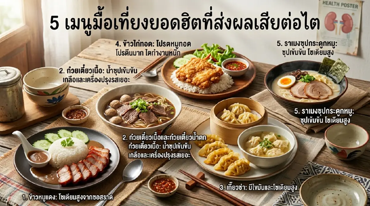 ภัยเงียบมื้อเที่ยง! หมอโรคไตเตือน 5 เมนูฮิตโซเดียมพุ่ง 