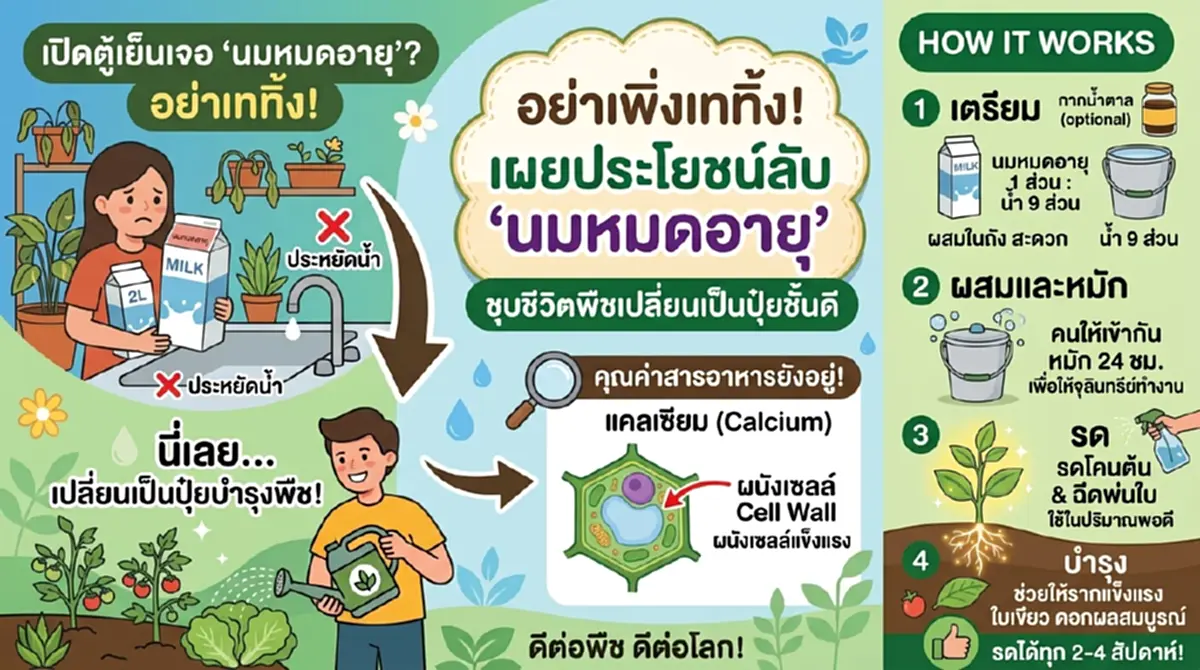  อย่าเพิ่งเททิ้งลงท่อ  เผยประโยชน์ลับ "นมที่หมดอายุแล้ว"  