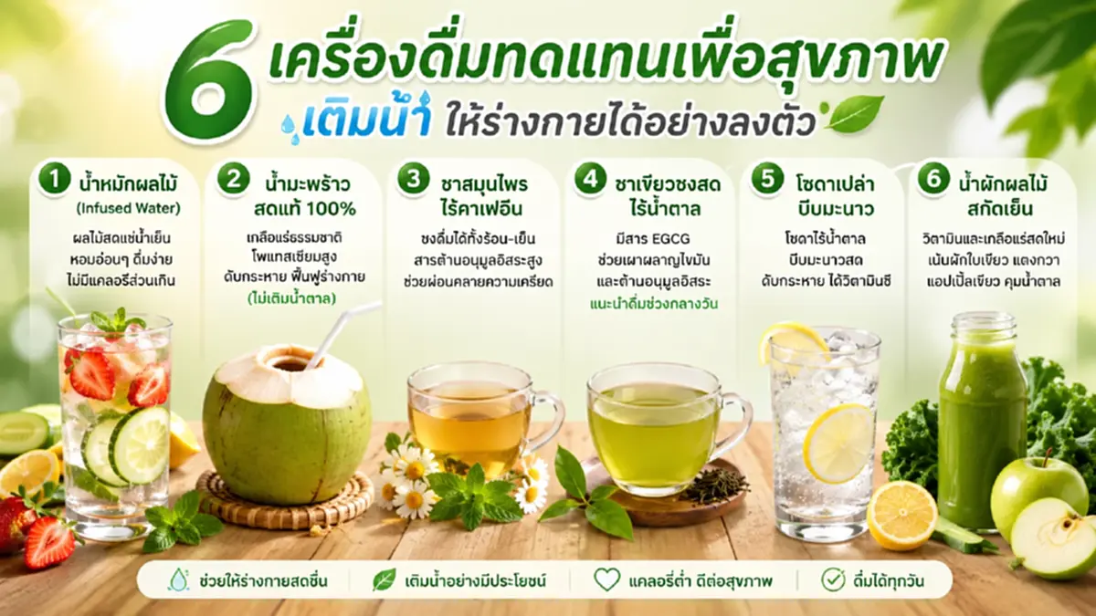 แก้ดัดหลังคนไม่ชอบดื่มน้ำด้วย 6 ทางเลือกสุขภาพ สดชื่นไม่ลงอ้วน