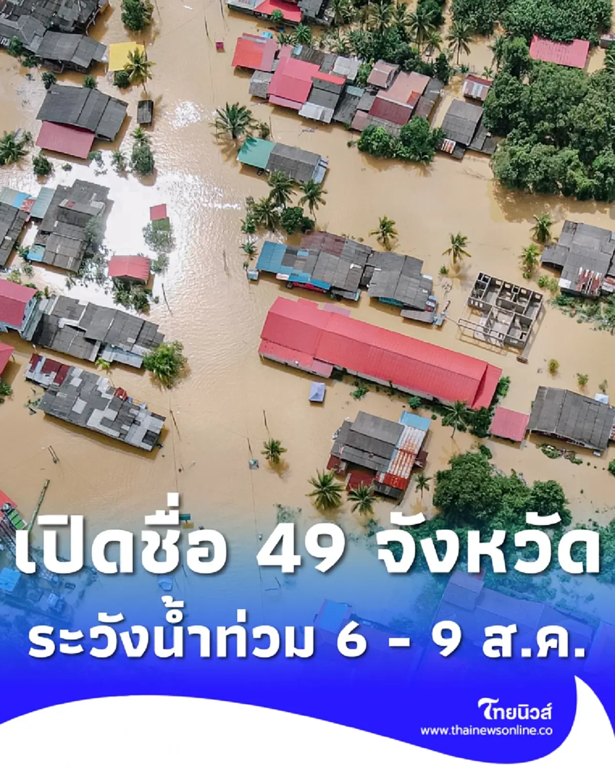 เปิด 49 จังหวัด ปภ.เตือนด่วนระวังน้ำท่วมฉับพลัน น้ำป่า 6 - 9 ส.ค. 69