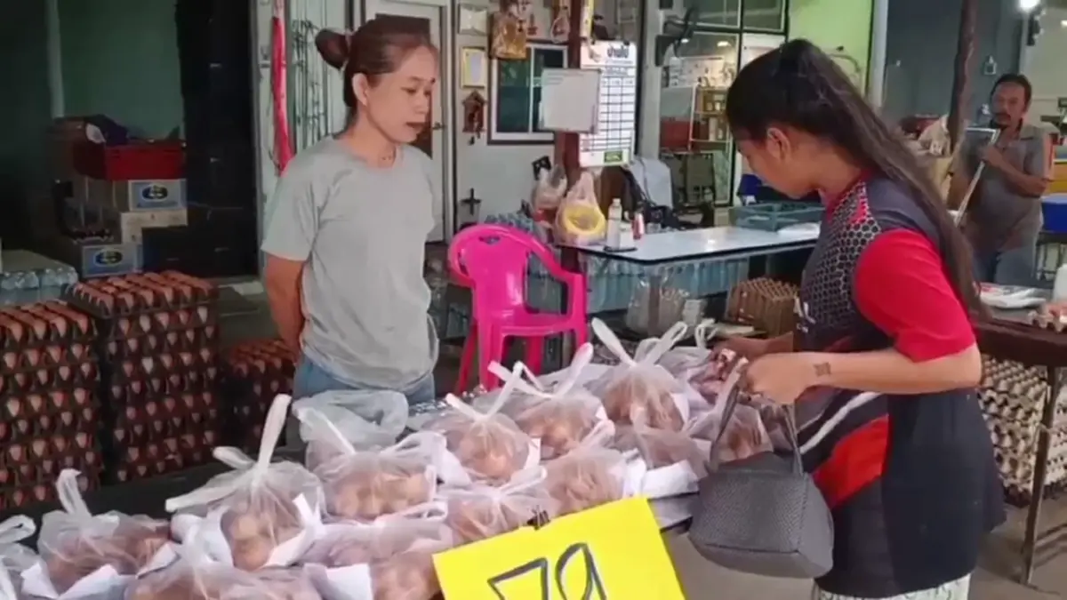 แม่ค้าใจดี! อุทัยธานีลดราคาไข่ไก่แผงละ 79 บาท ช่วยชาวบ้าน