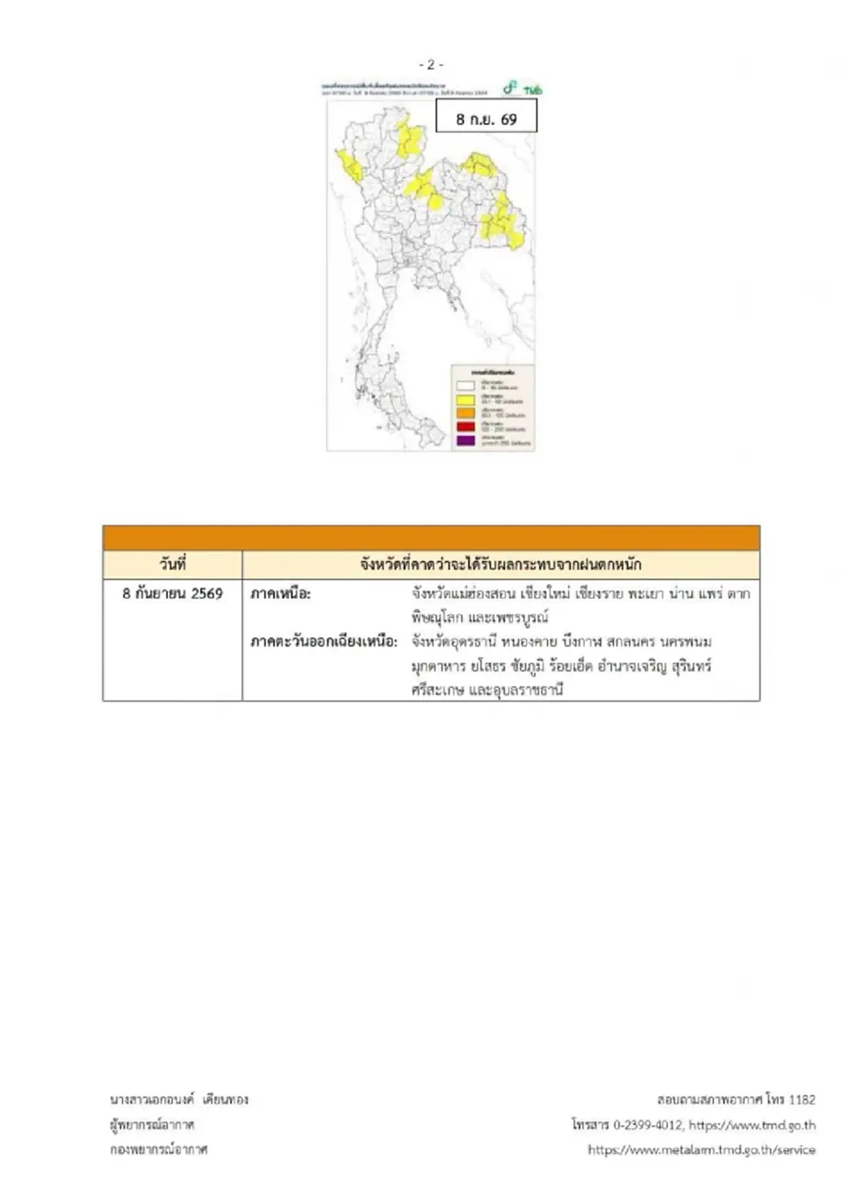 ประกาศ ฉ.1 ฝนตกหนักถึงหนักมาก 8 - 13 ก.ย. เช็กรายชื่อจังหวัดเจอเต็ม ๆ