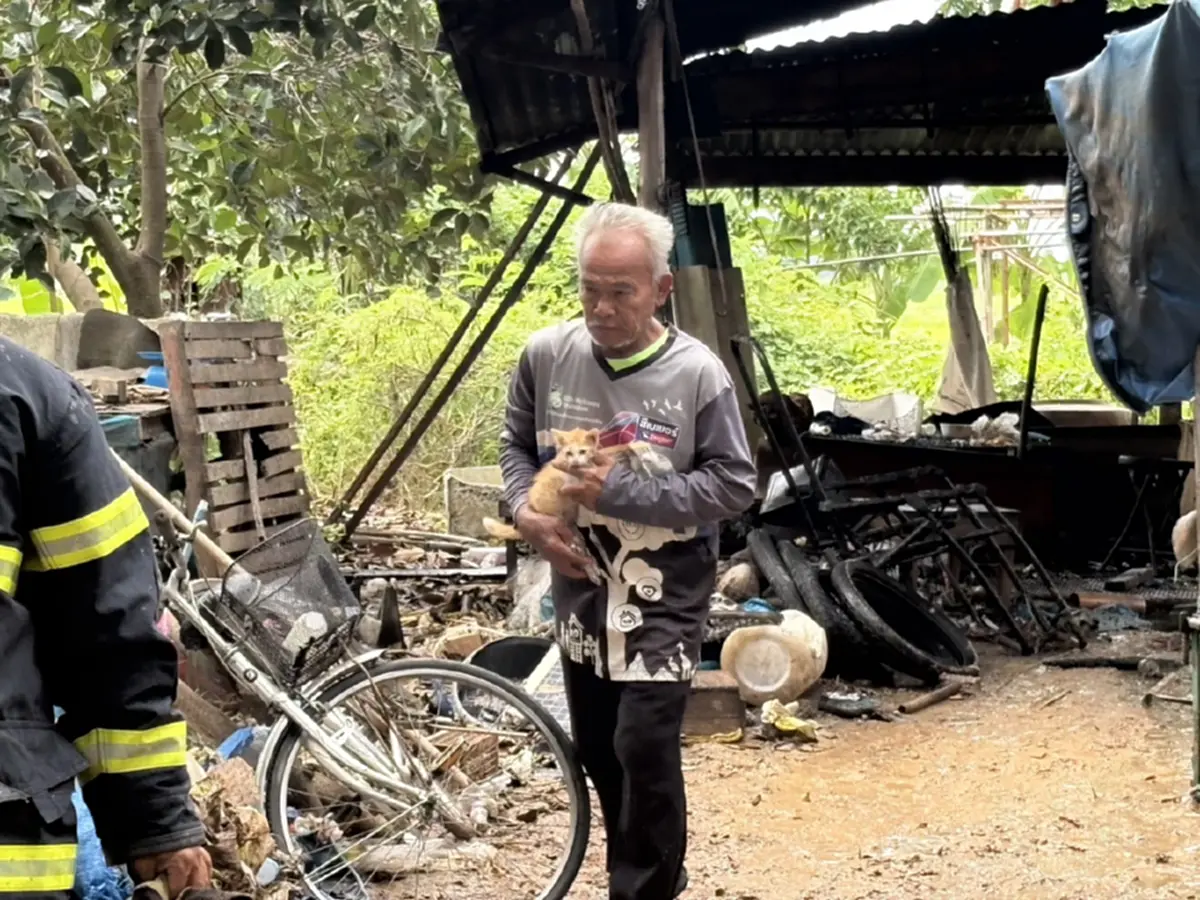 ไฟไหม้บ้านวอดทั้งหลังพิษณุโลก! กู้ภัยช่วยลูกแมวรอดปลอดภัย