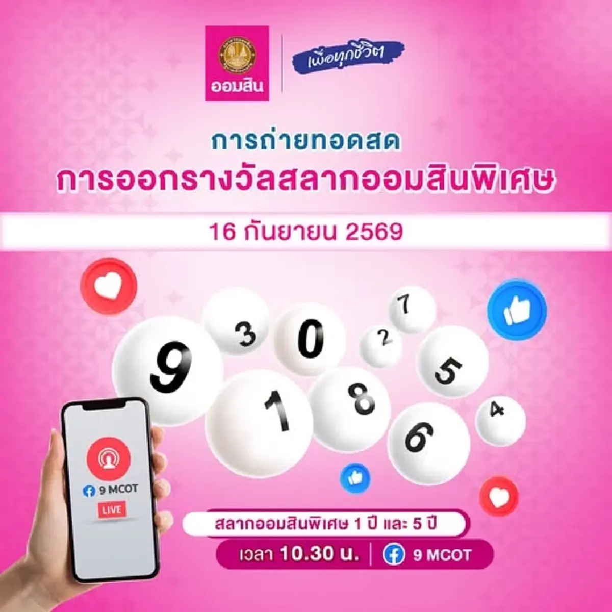 หวยออมสิน 16/09/69 ผลสลากออมสินพิเศษ 1 ปี ผลออมสินพิเศษ 5 ปี 16 ก.ย. 69