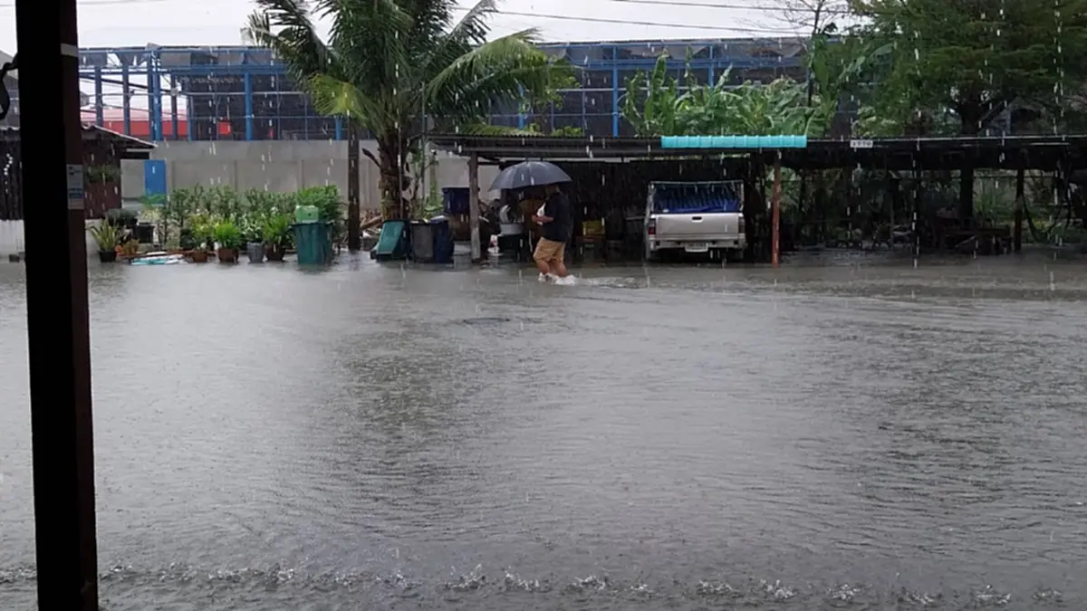 ปทุมธานีอ่วม! ฝนถล่มทั้งคืน น้ำทะลักท่วมห้องเช่า-ร้านค้าเสียหาย