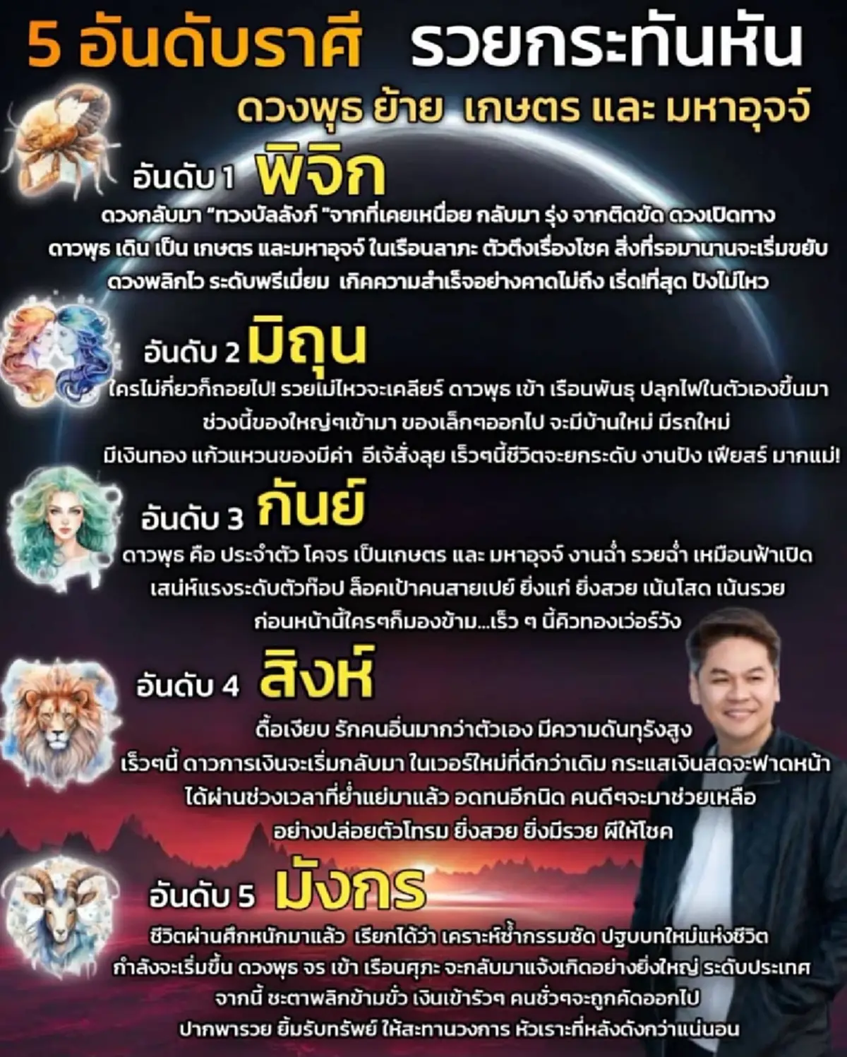 ดาวพุธย้าย 3 ก.ย. 5 ราศี ทวงบัลลังก์ รวยกะทันหัน ตัวตึงเรื่องโชค