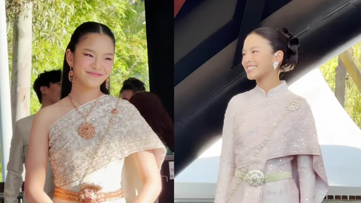 สวยสะกด  "แอฟ ทักษอร - น้องปีใหม่" สวมชุดไทยเดินแฟชั่นโชว์