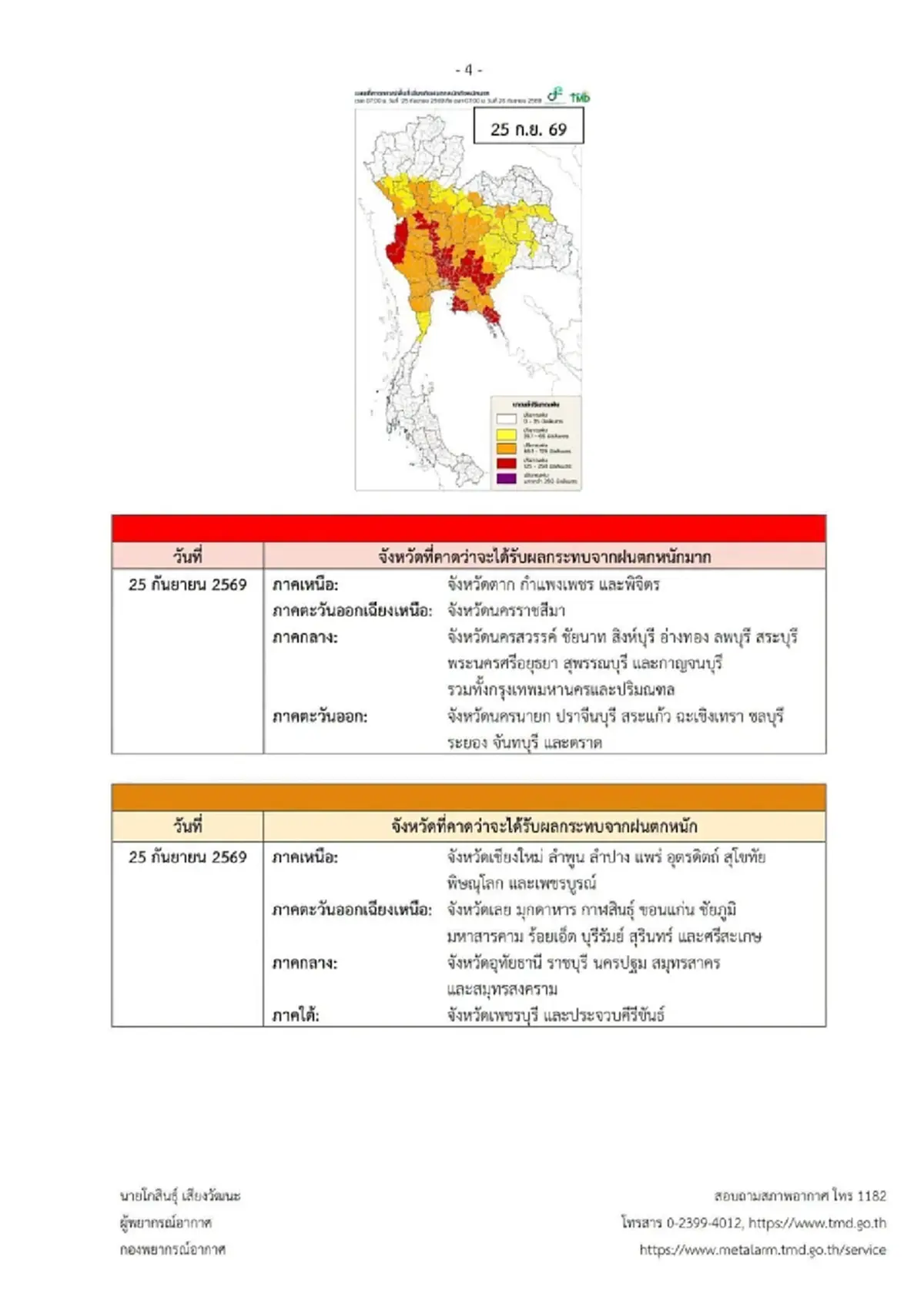 เปิดพิกัดฝนตกหนัก 24 - 27 ก.ย. จังหวัดไหนเสี่ยงต้องเฝ้าระวัง