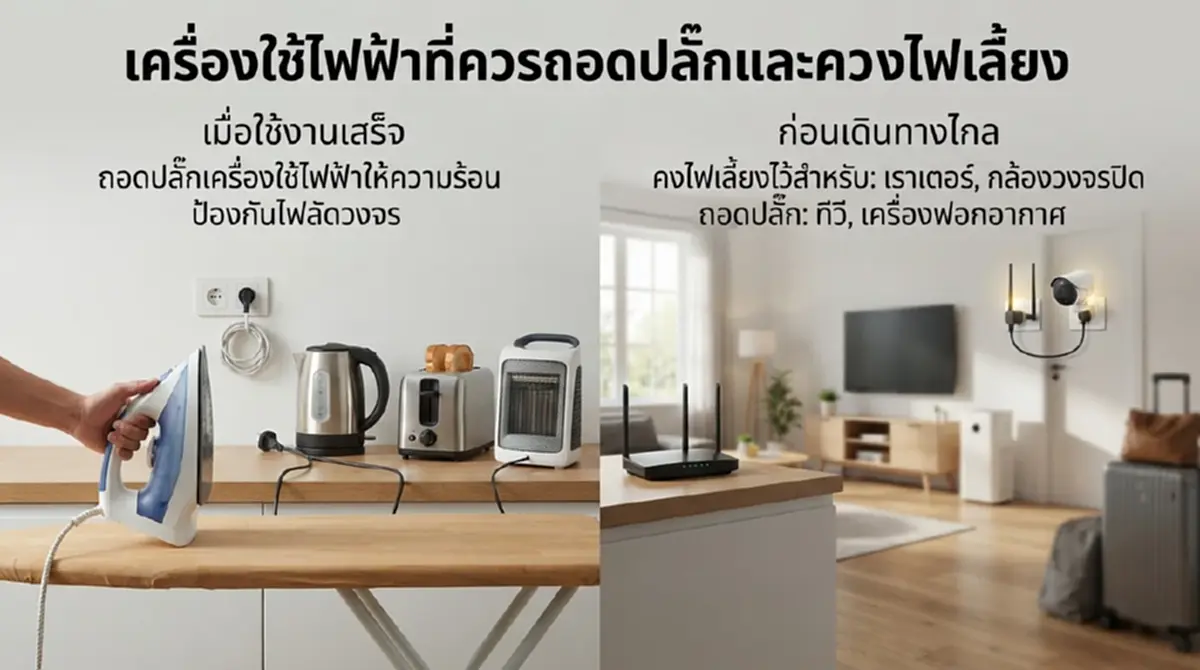 เครื่องใช้ไฟฟ้าเสียบปลั๊กทิ้งไว้ได้  แบบไหนเสี่ยง แบบไหนปลอดภัย