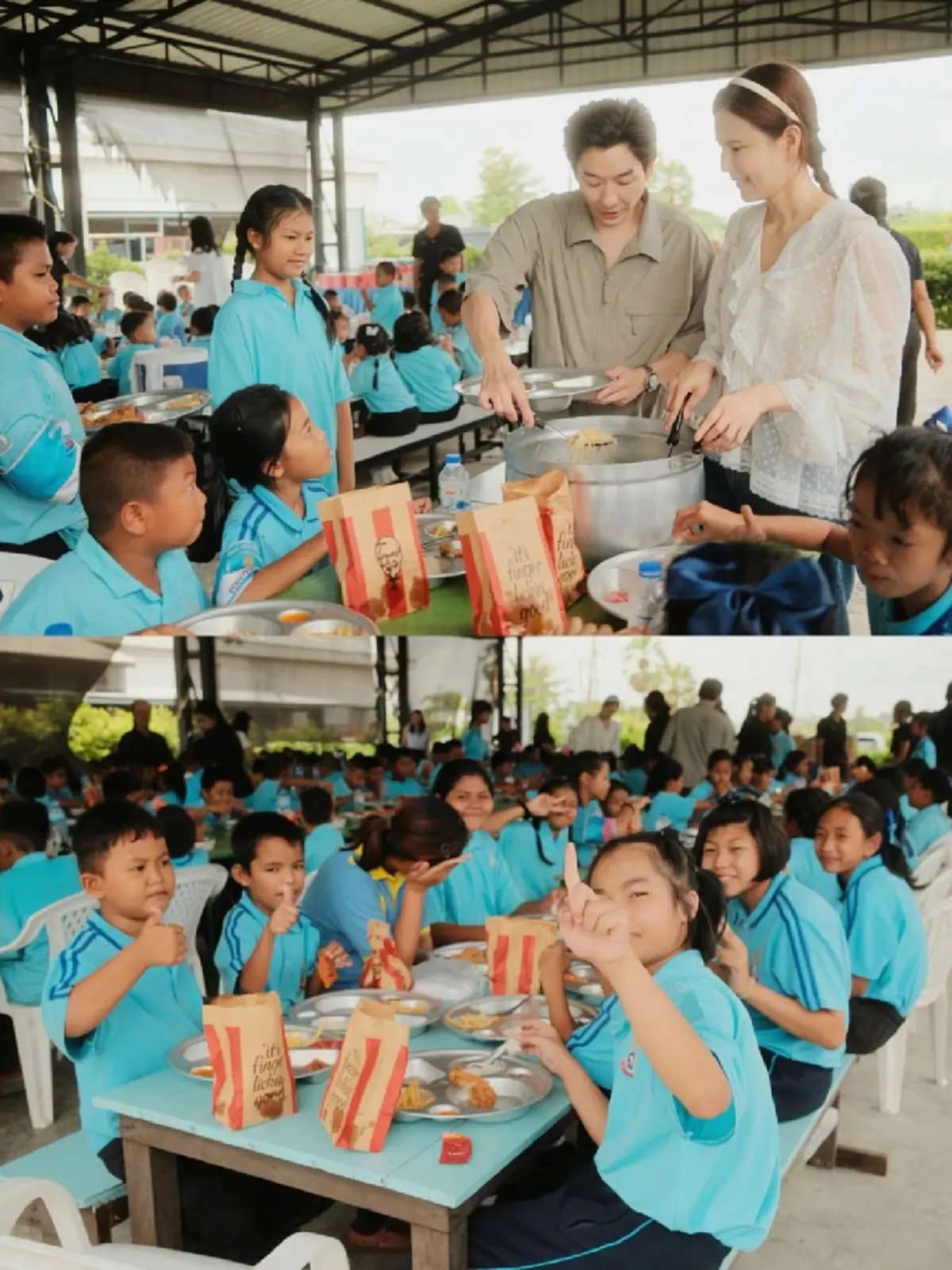 “บอย-เจี๊ยบ” ยก “รถกับข้าว” จัดมื้อพิเศษ-ควักเงินซ่อมอาคารเรียน