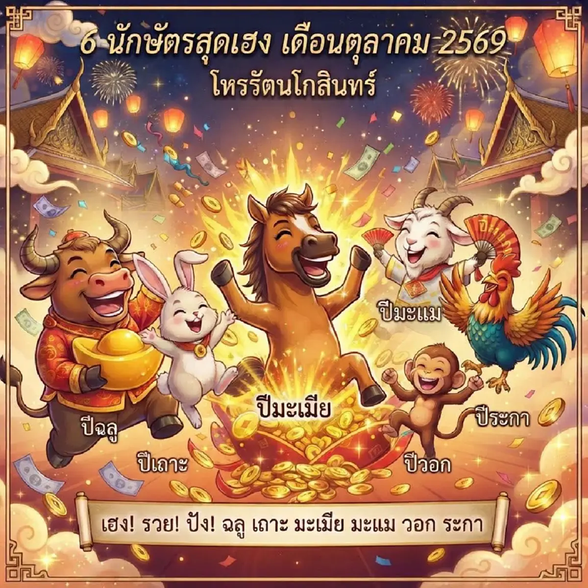 จากปากโหรดัง "6 นักษัตร" ดวง รวย เฮง ปัง ที่สุด ประจำเดือน ตุลาคม นี้ 