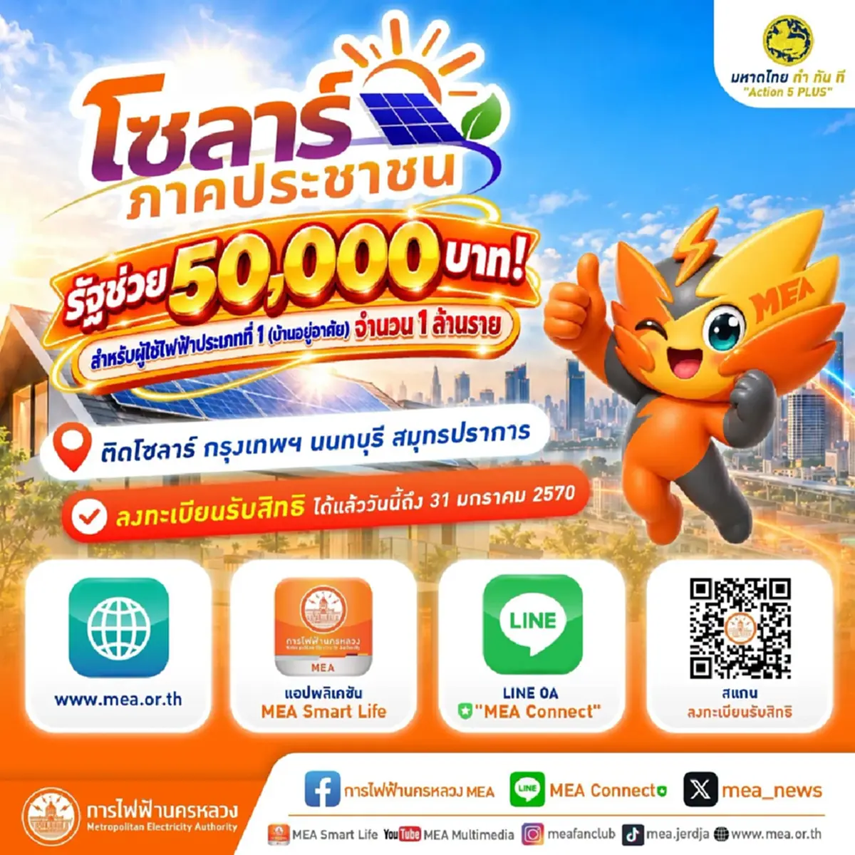 ช่องทางลงทะเบียน โซลาร์ภาคประชาชน รัฐสนับสนุน 50,000 ต้องทำอย่างไร