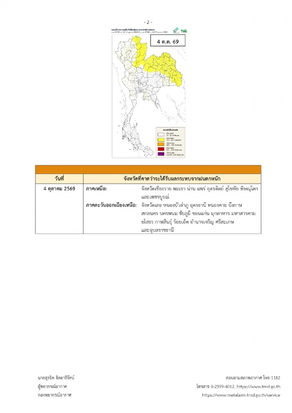 อุตุฯ เตือน ฉ.7 อากาศแปรปรวน 4 ถึง 7 ต.ค. ฝนตกหนักถึงหนักมาก