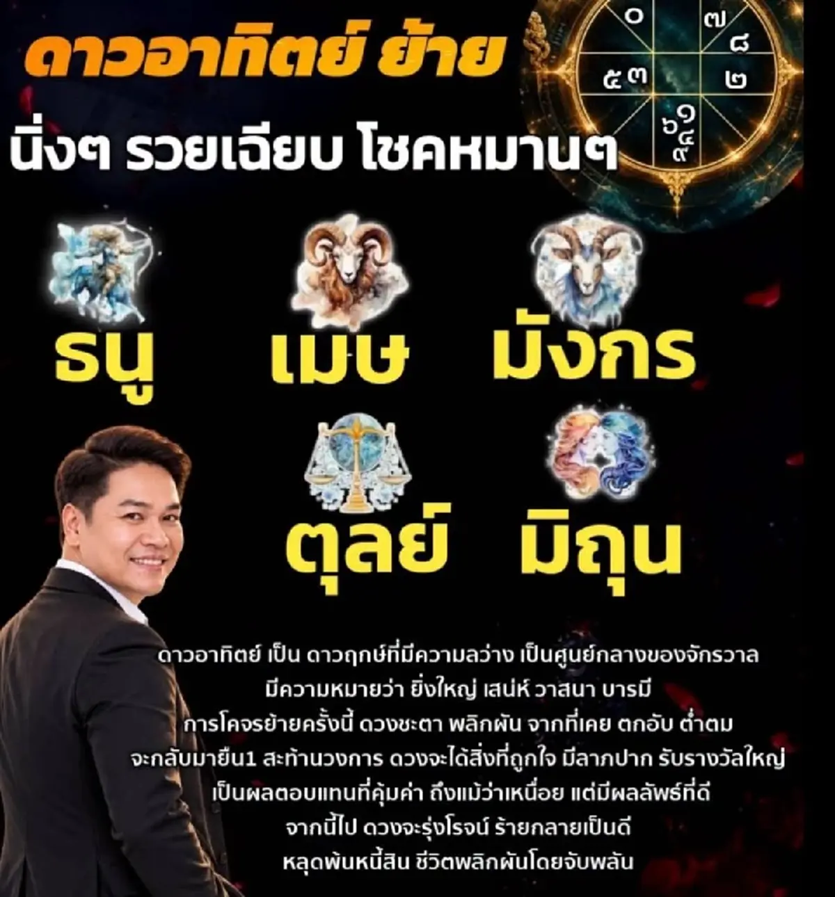 "5ราศี" จากตกอับ ต่ำตม เจอดาวอาทิตย์ย้ายชน จากนี้ รุ่นโรจ ยืนหนึ่ง