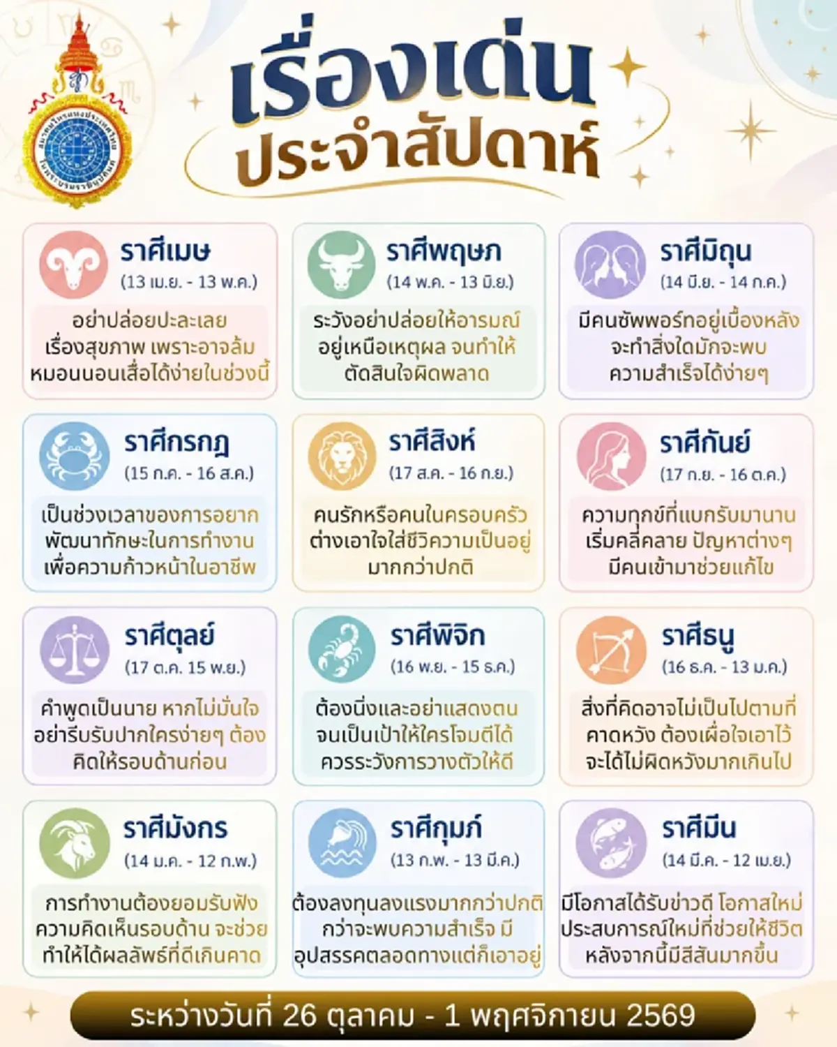 เคาะ 1 ราศีดวงเด่น ประจำสัปดาห์นี้ มีโอกาสได้รับข่าวดี