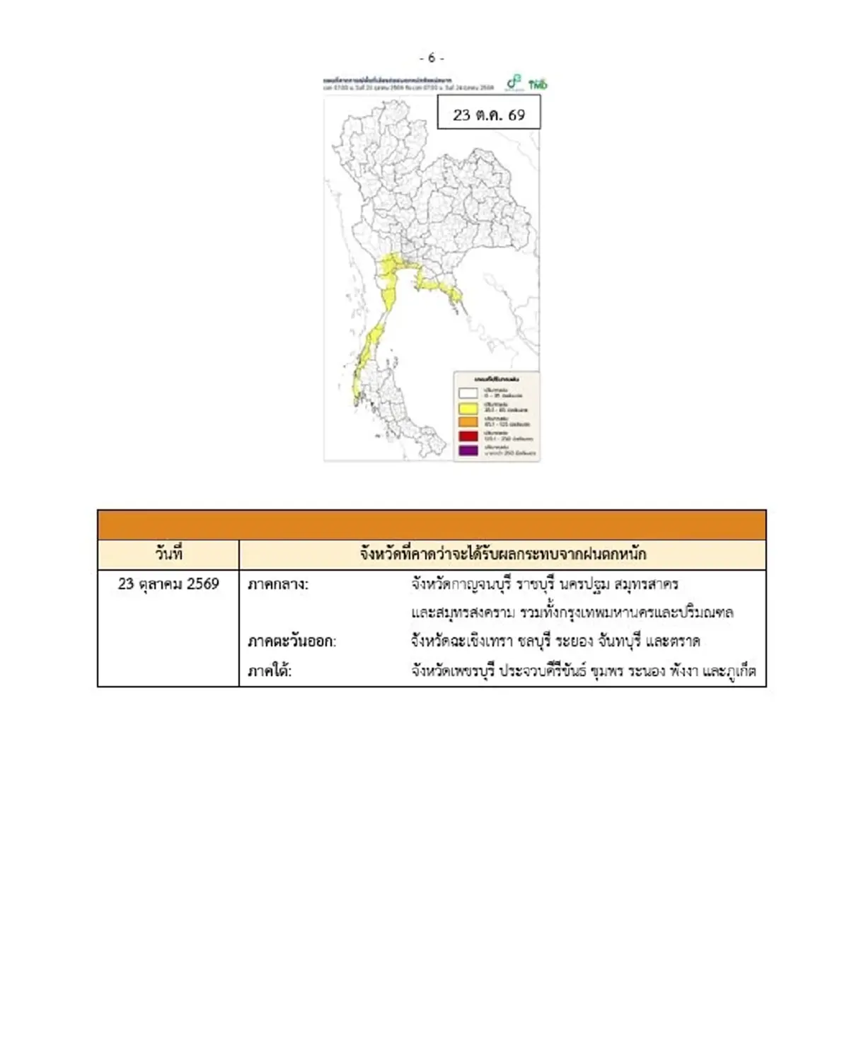 ประกาศ ฉ.5 ฝนตกหนักถึงหนักมาก 19-25 ต.ค. เช็ก 33 จังหวัด โดนเต็ม ๆ วันนี้