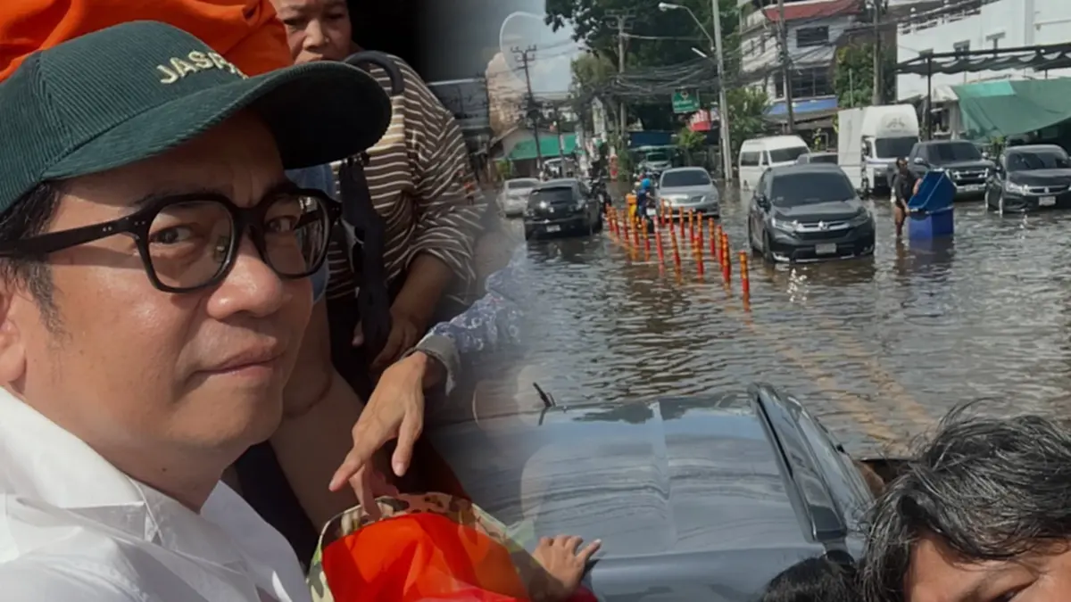 เปิดใจ "พัน พลุแตก" ลุยน้ำท่วมบางกะปิ  ติดรถกระบะออกมาทำงาน