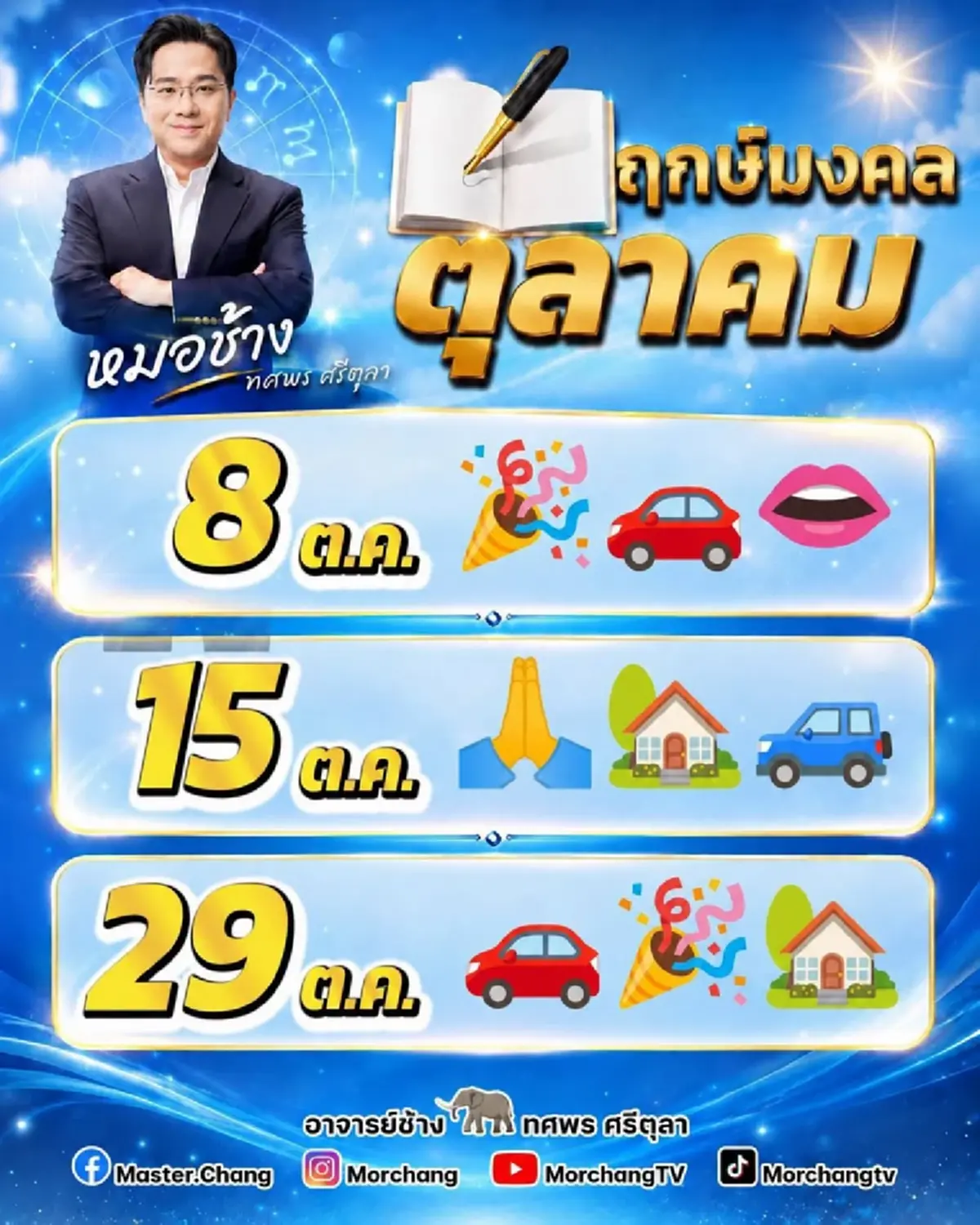หมอช้าง เคาะแล้ว Top 5 ราศีดวงดี ดวงเฮงที่สุดในเดือนตุลาคม 