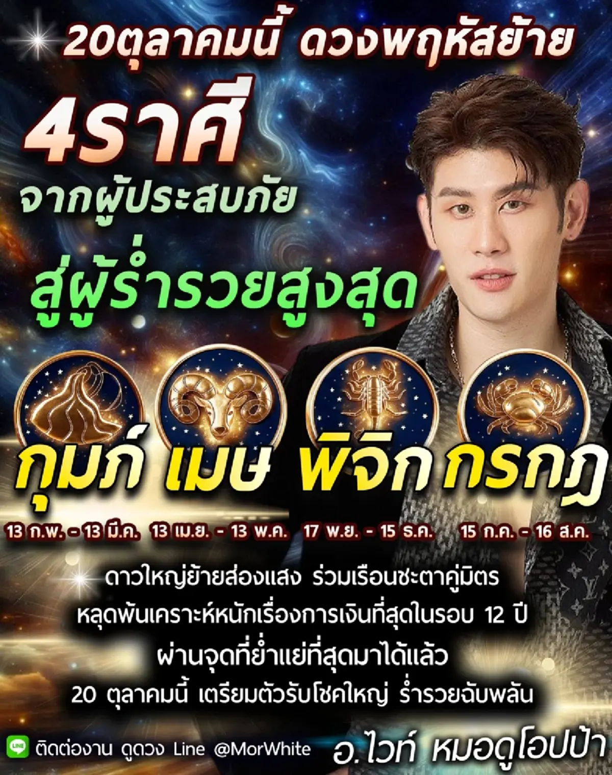 ดาวพฤหัสย้าย 20 ต.ค. 4 ราศี หลุดพ้นเคราะห์หนักเรื่องเงินในรอบ 12 ปี
